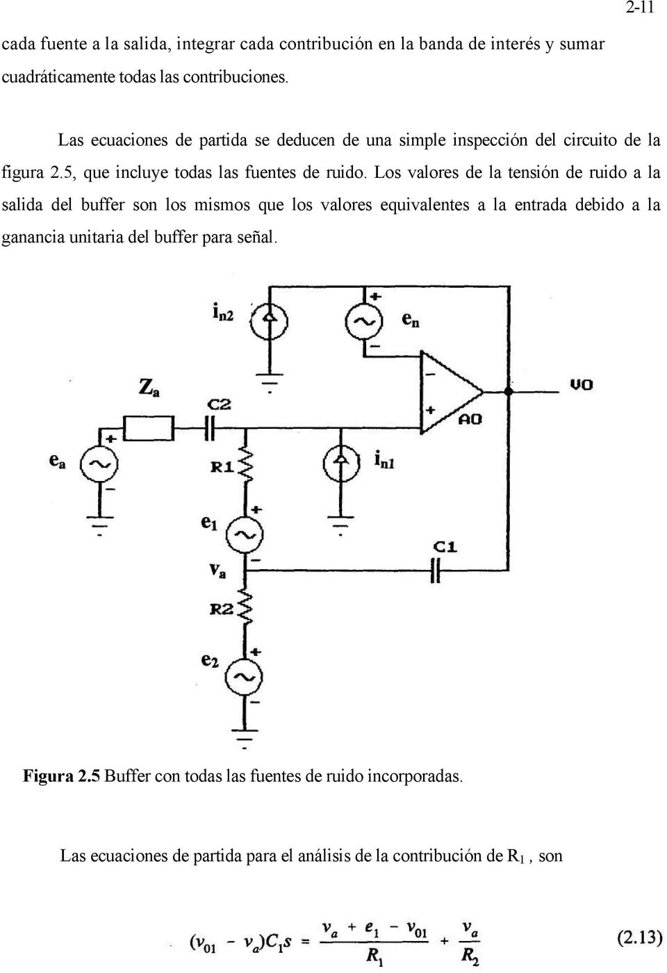 Los valores de la tensión de ruido a la salida del buffer son los mismos que los valores equivalentes a la entrada debido a la ganancia