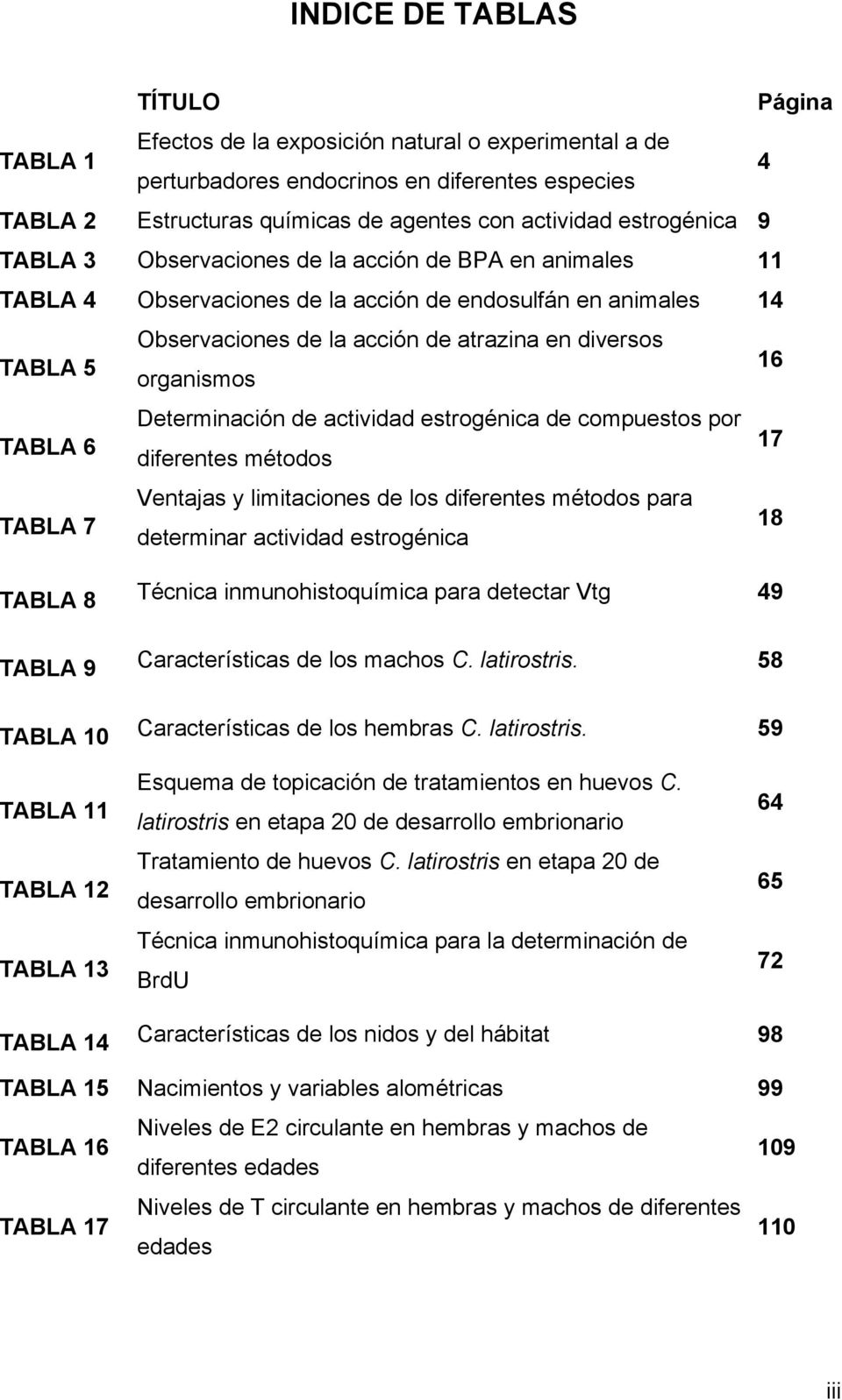 organismos 16 TABLA 6 Determinación de actividad estrogénica de compuestos por 17 diferentes métodos TABLA 7 Ventajas y limitaciones de los diferentes métodos para determinar actividad estrogénica 18