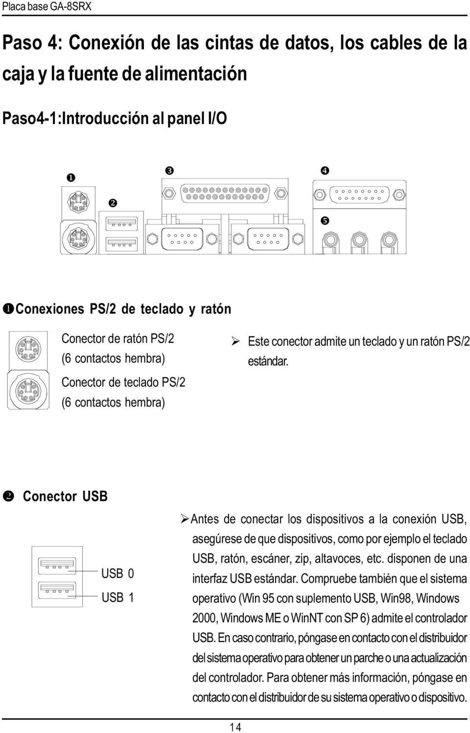 Conector USB USB 0 USB Antes de conectar los dispositivos a la conexión USB, asegúrese de que dispositivos, como por ejemplo el teclado USB, ratón, escáner, zip, altavoces, etc.