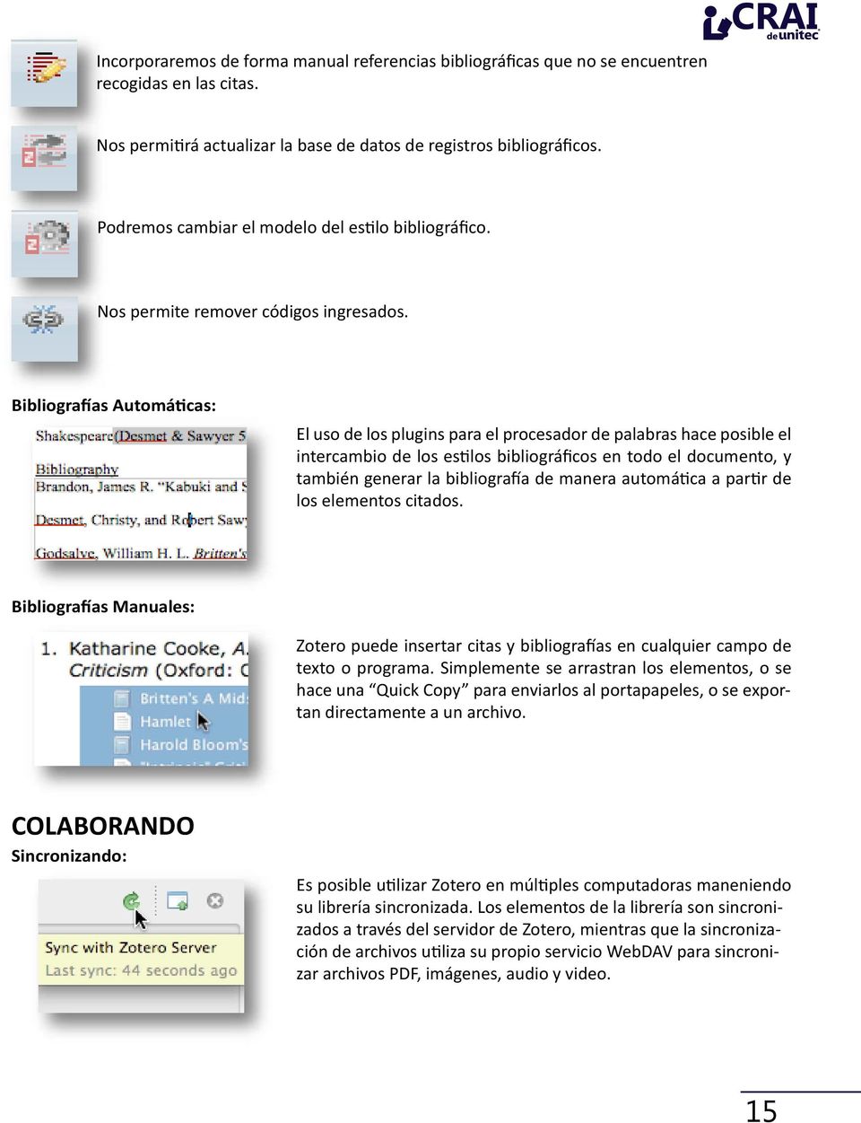 Bibliografías Automáticas: El uso de los plugins para el procesador de palabras hace posible el intercambio de los estilos bibliográficos en todo el documento, y también generar la bibliografía de