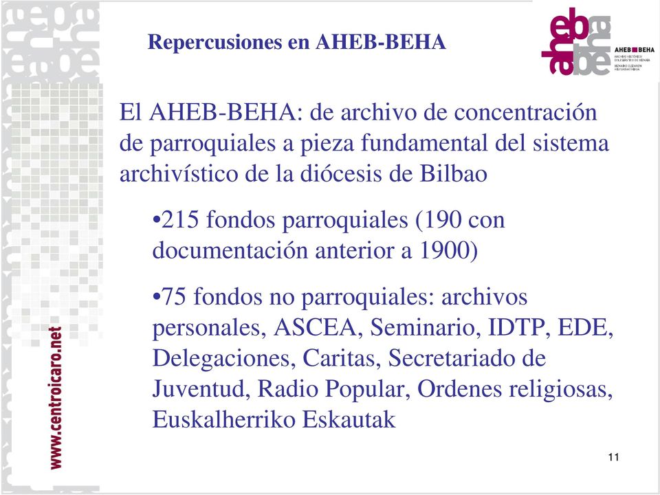 documentación anterior a 1900) 75 fondos no parroquiales: archivos personales, ASCEA, Seminario,
