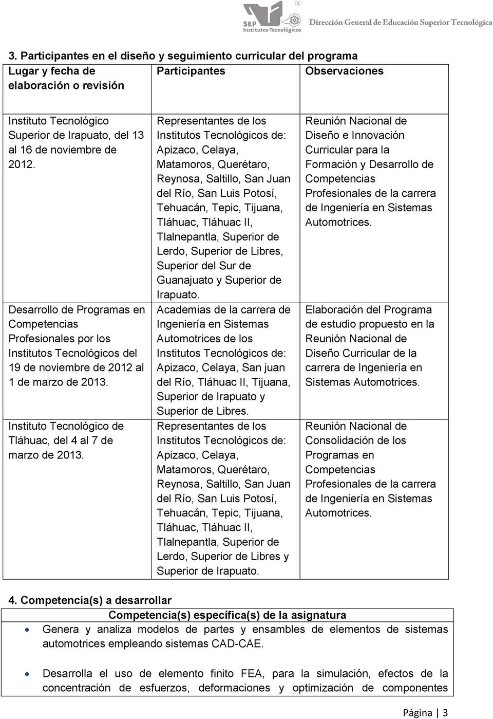 Instituto Tecnológico de Tláhuac, del 4 al 7 de marzo de 2013.