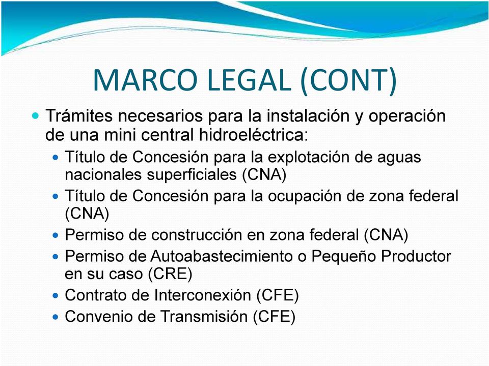 Concesión para la ocupación de zona federal (CNA) Permiso de construcción en zona federal (CNA) Permiso