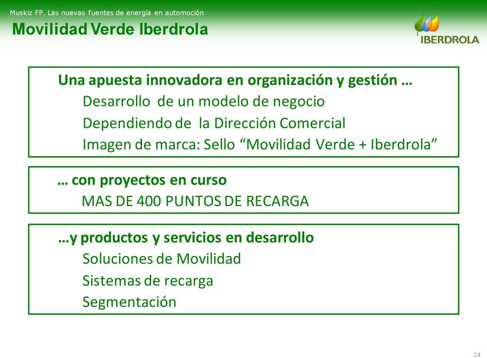 Movilidad Verde + Iberdrola con proyectos en curso MAS DE 400 PUNTOS DE RECARGA y