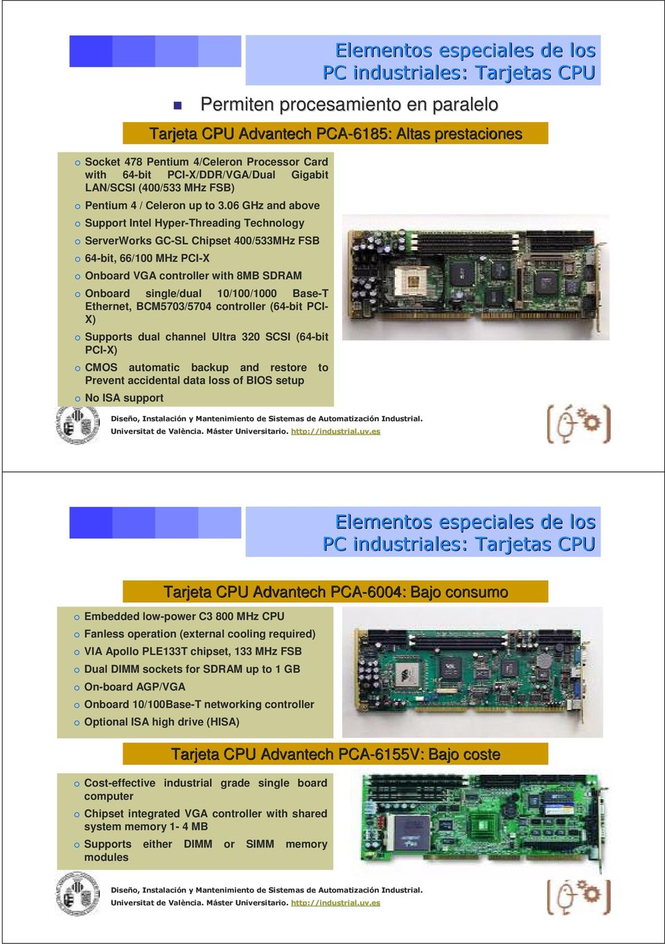 06 GHz and above Support Intel Hyper-Threading Technology ServerWorks GC-SL Chipset 400/533MHz FSB 64-bit, 66/100 MHz PCI-X Onboard VGA controller with 8MB SDRAM Onboard single/dual 10/100/1000