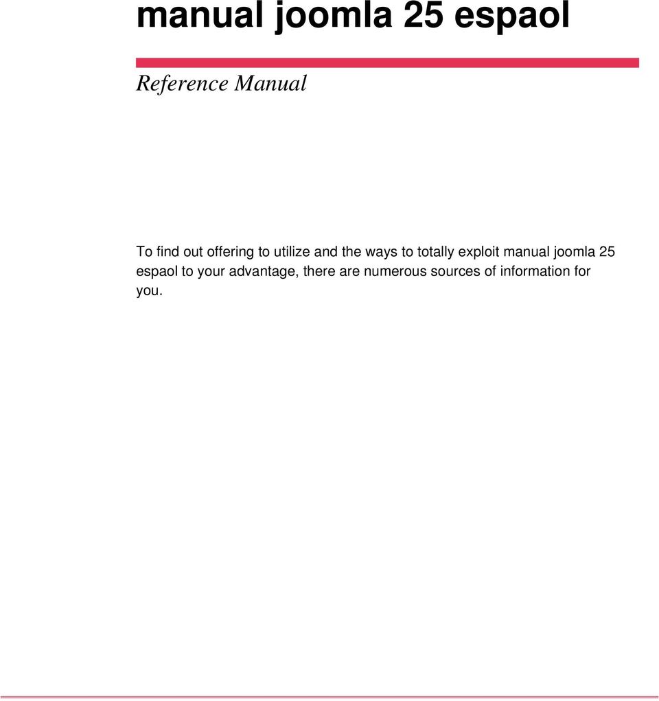 manual joomla 25 espaol to your advantage,