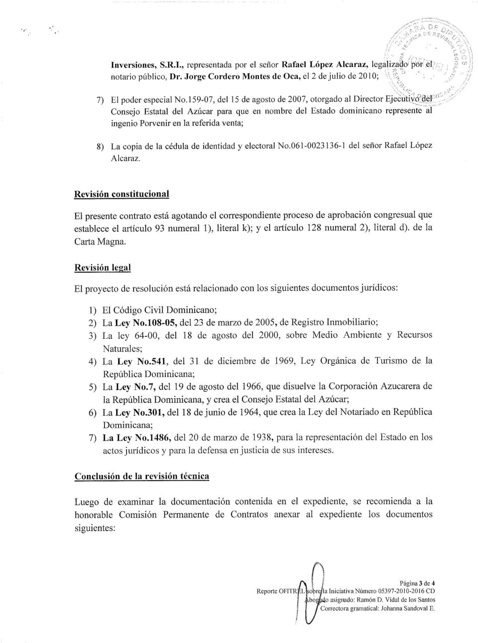 copia de la cédula de identidad y electoral No.061-0023136-1 del señor Rafael López Alcaraz.