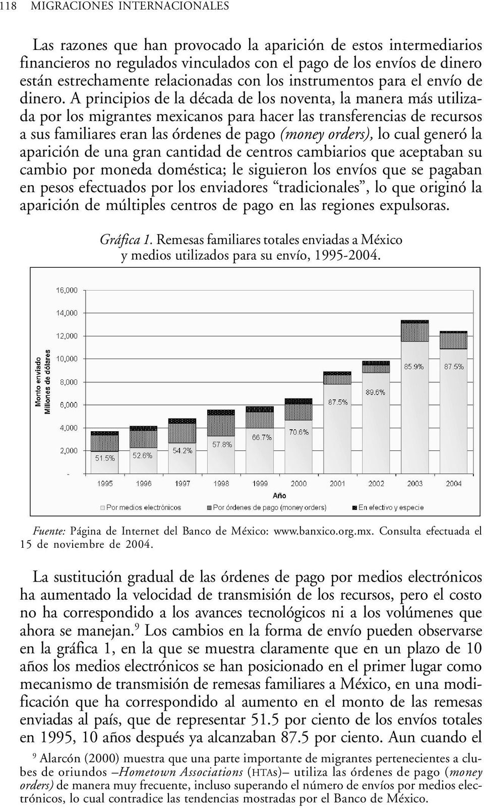 A principios de la década de los noventa, la manera más utilizada por los migrantes mexicanos para hacer las transferencias de recursos a sus familiares eran las órdenes de pago (money orders), lo
