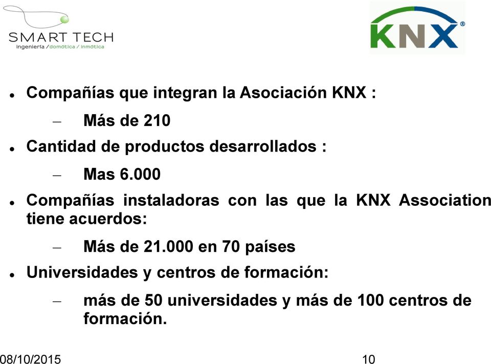 000 Compañías instaladoras con las que la KNX Association tiene acuerdos: Más