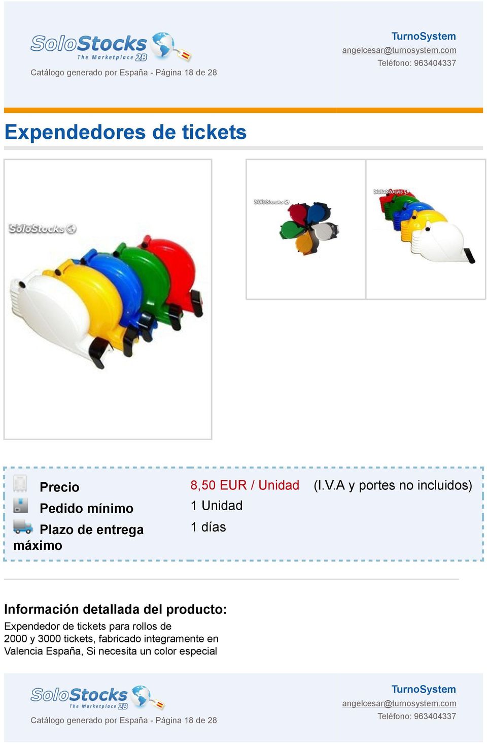 detallada del producto: Expendedor de tickets para rollos de 2000 y 3000 tickets, fabricado