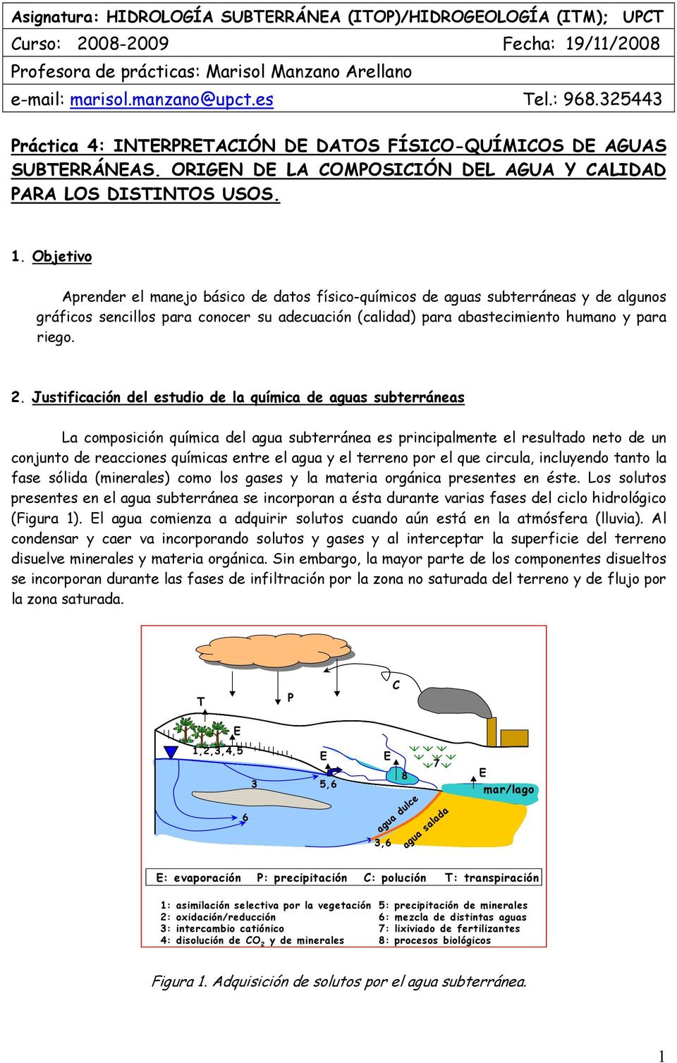 Objetivo Aprender el manejo básico de datos físico-químicos de aguas subterráneas y de algunos gráficos sencillos para conocer su adecuación (calidad) para abastecimiento humano y para riego. 2.
