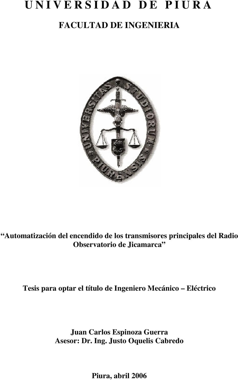 Jicamarca Tesis para optar el título de Ingeniero Mecánico Eléctrico