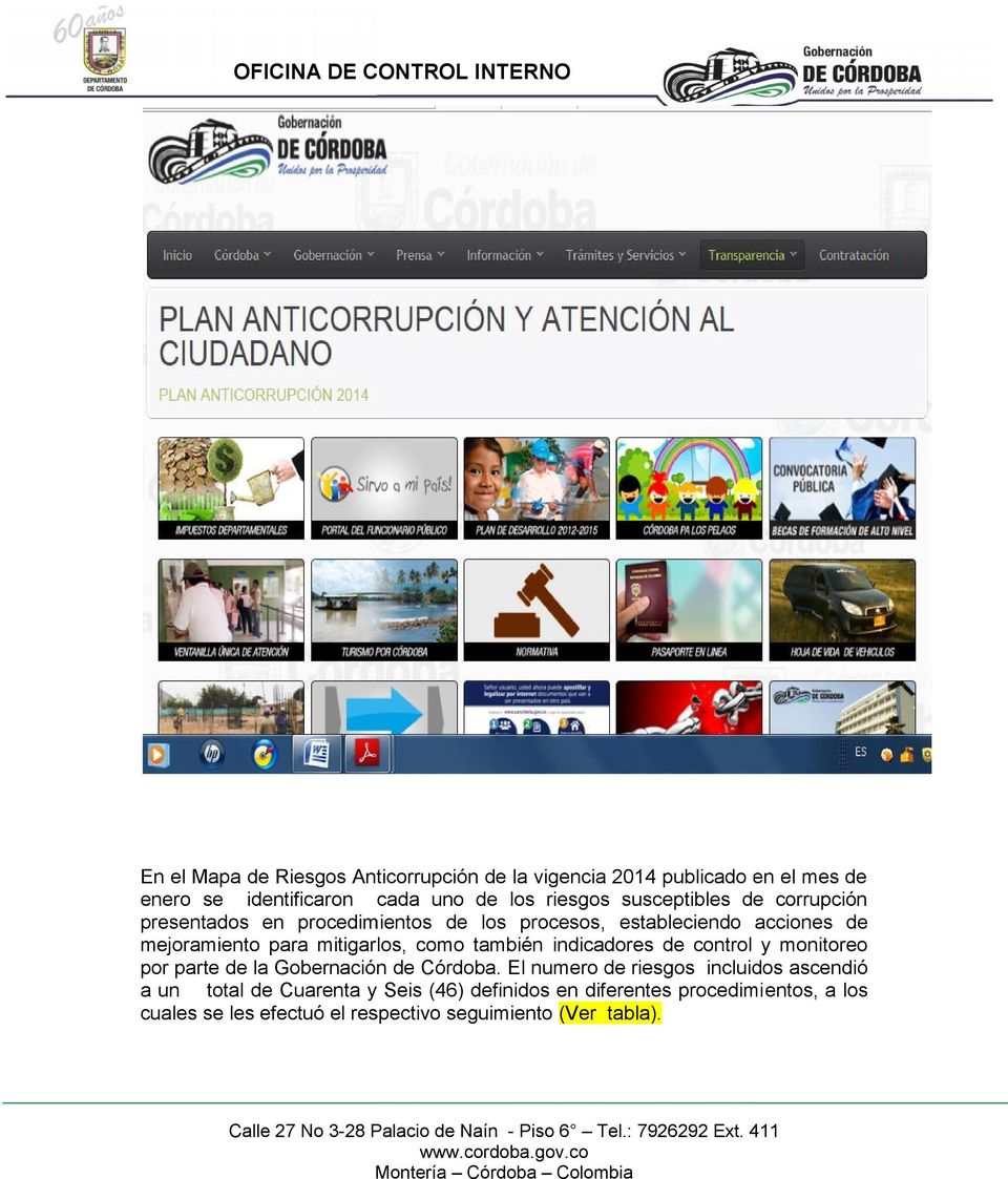 monitoreo por parte Gobernación Córdoba.