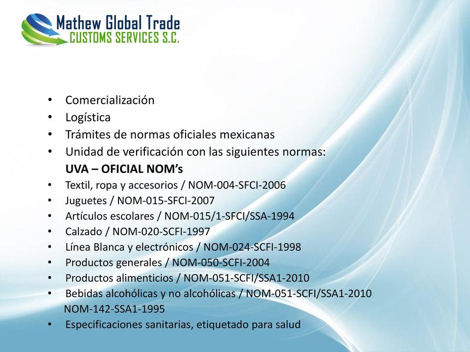 NOM-020-SCFI-1997 Línea Blanca y electrónicos / NOM-024-SCFI-1998 Productos generales / NOM-050-SCFI-2004 Productos alimenticios /