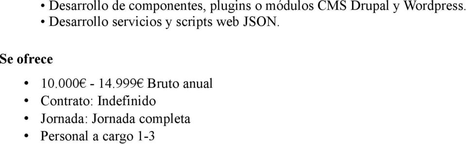 Desarrollo servicios y scripts web JSON. 10.000-14.