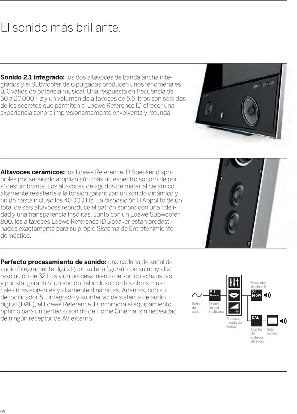 envolvente y rotunda. Altavoces cerámicos: los Loewe Reference ID Speaker disponibles por separado amplían aún más un espectro sonoro de por sí deslumbrante.
