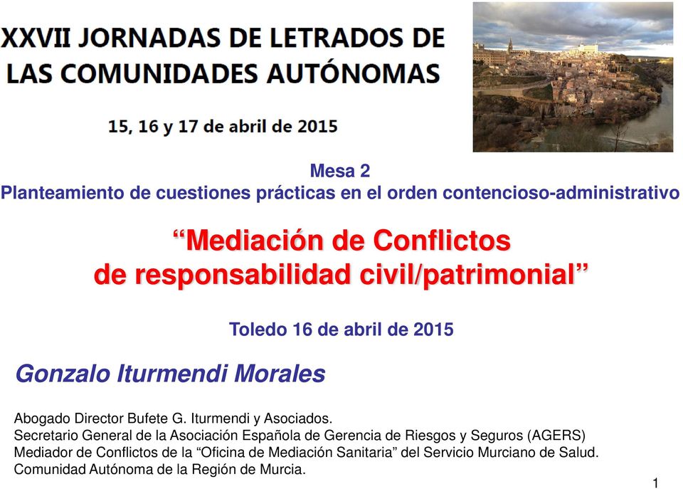 Secretario General de la Asociación Española de Gerencia de Riesgos y Seguros (AGERS) Mediador de Conflictos