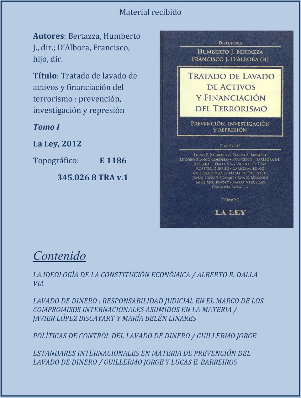026 8 TRA v.1 Contenido LA IDEOLOGÍA DE LA CONSTITUCIÓN ECONÓMICA / ALBERTO R.