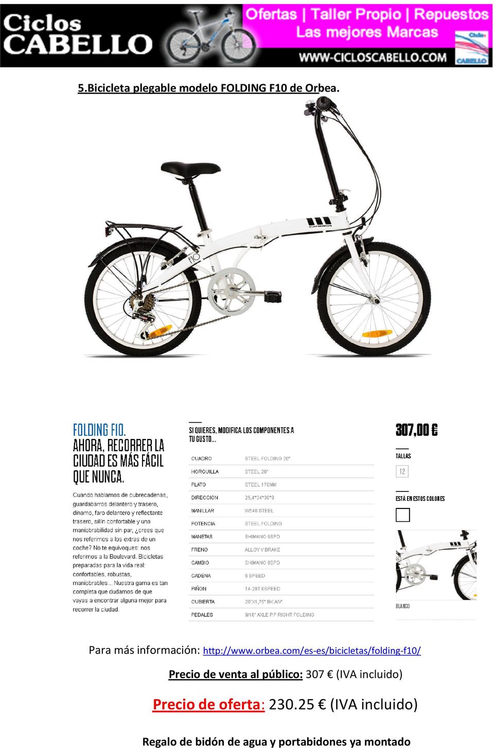 com/es-es/bicicletas/folding-f10/ Precio de venta al público: