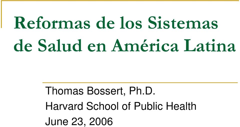 Thomas Bossert, Ph.D.