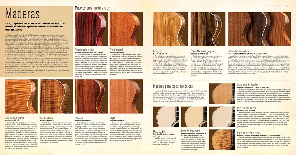 guitarra. Las propiedades físicas como la densidad, la rigidez y la flexibilidad afectan a la manera en la que resuena la madera.