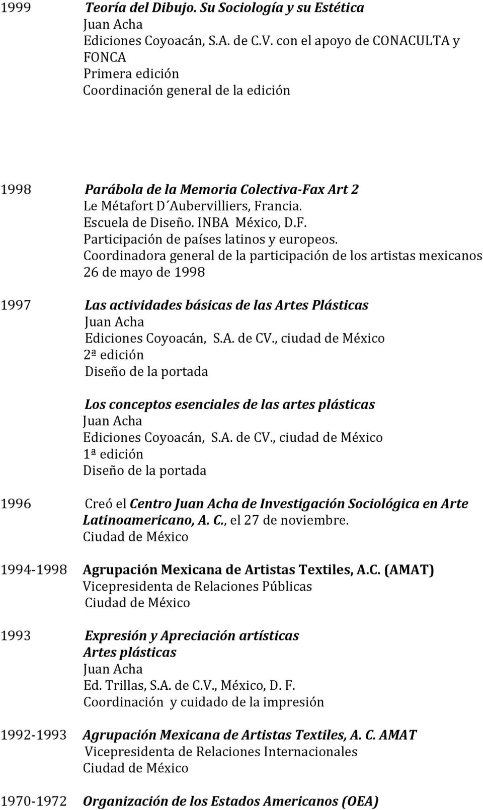 INBA México, D.F. Participación de países latinos y europeos.
