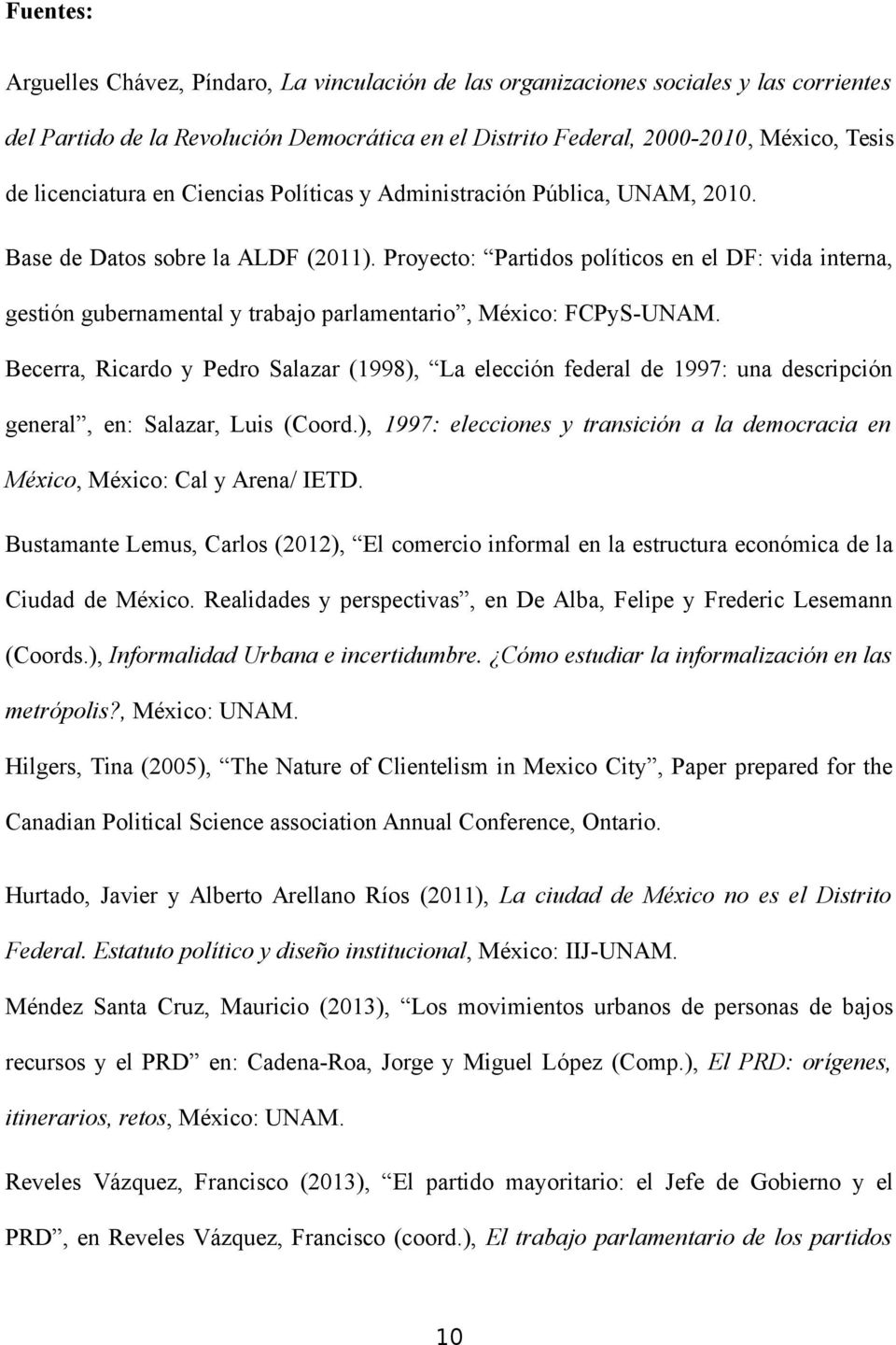 Proyecto: Partidos políticos en el DF: vida interna, gestión gubernamental y trabajo parlamentario, México: FCPyS-UNAM.