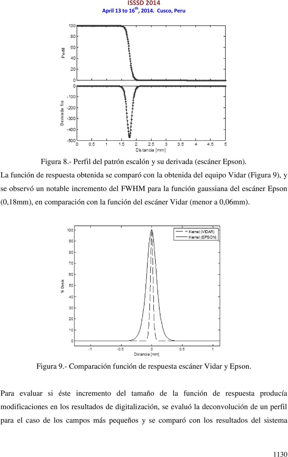 del escáner Epson (0,18mm), en comparación con la función del escáner Vidar (menor a 0,06mm). Figura 9.- Comparación función de respuesta escáner Vidar y Epson.