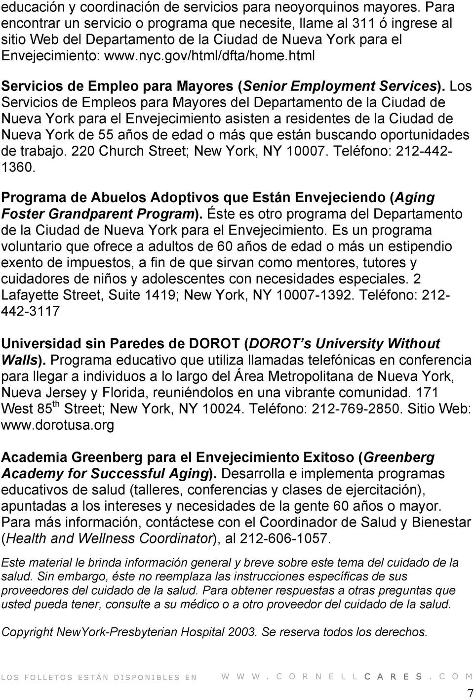 html Servicios de Empleo para Mayores (Senior Employment Services).