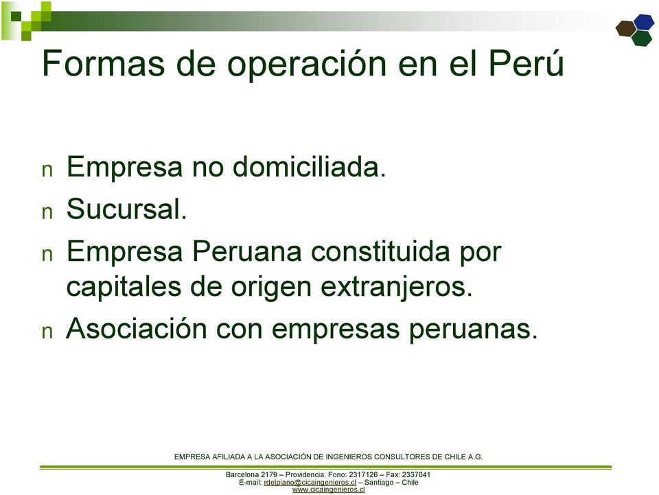 Asociación con empresas peruanas.