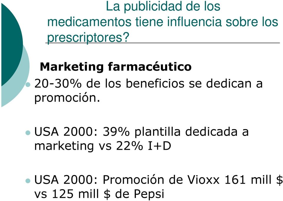 Marketing farmacéutico 20-30% de los beneficios se dedican a