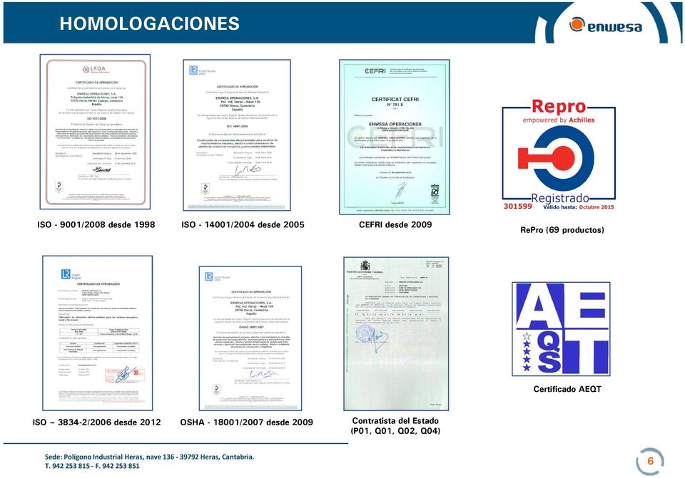 productos) Certificado AEQT ISO 3834-2/2006 desde d 2012