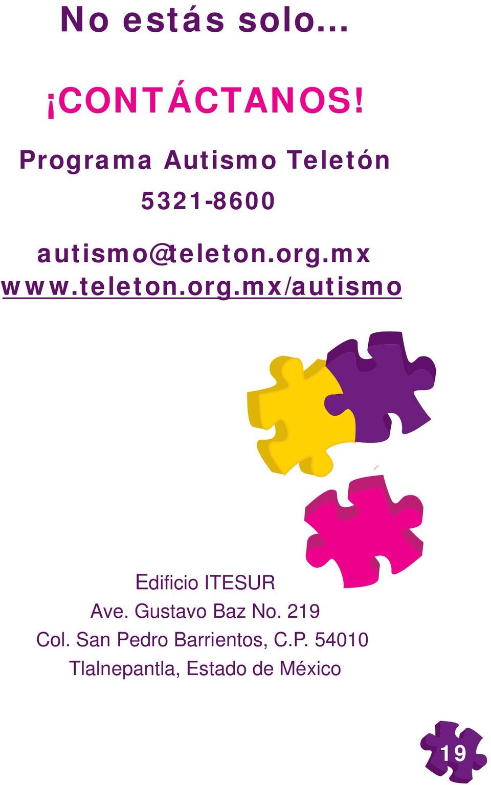 mx www.teleton.org.mx/autismo Edificio ITESUR Ave.
