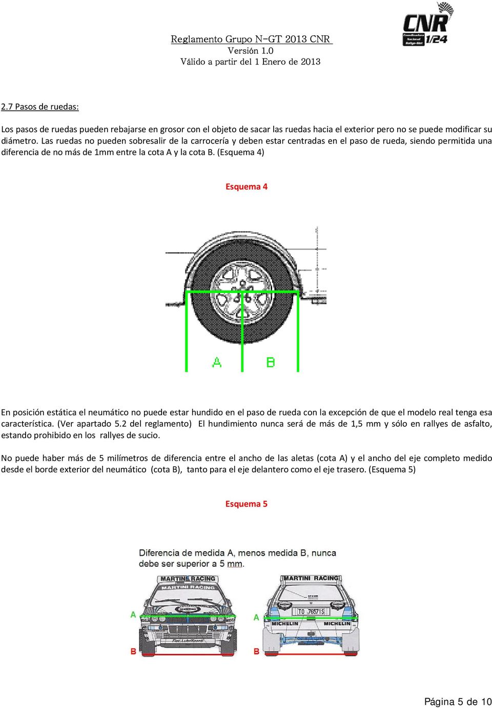 (Esquema 4) Esquema 4 En posición estática el neumático no puede estar hundido en el paso de rueda con la excepción de que el modelo real tenga esa característica. (Ver apartado 5.
