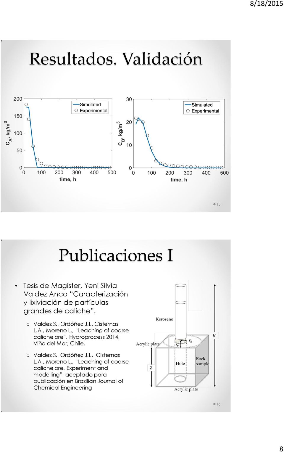 partículas grandes de caliche. o Valdez S., Ordóñez J.I., Cisternas L.A., Moreno L.