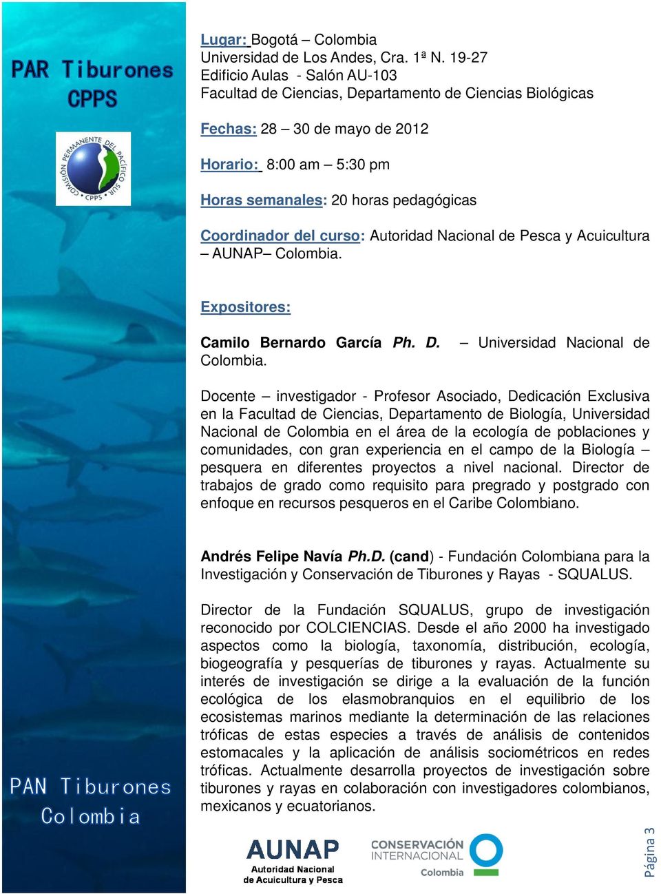 del curso: Autoridad Nacional de Pesca y Acuicultura AUNAP Colombia.