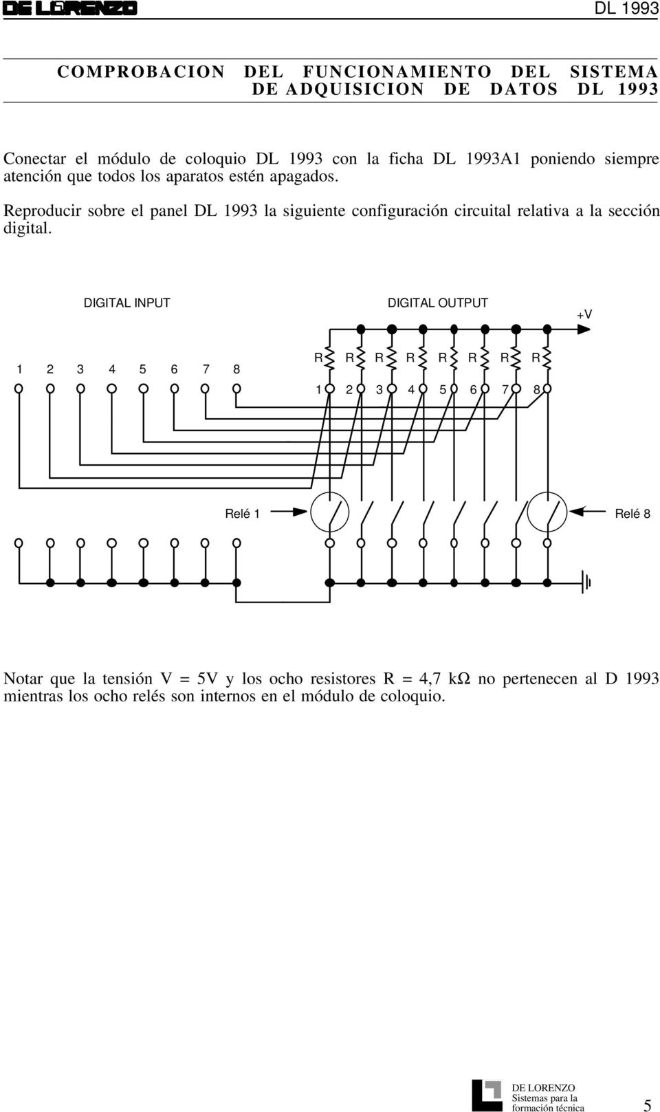 Reproducir sobre el panel DL 1993 la siguiente configuración circuital relativa a la sección digital.
