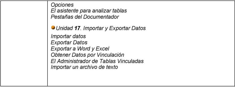 Importar y Exportar Datos Importar datos Exportar Datos