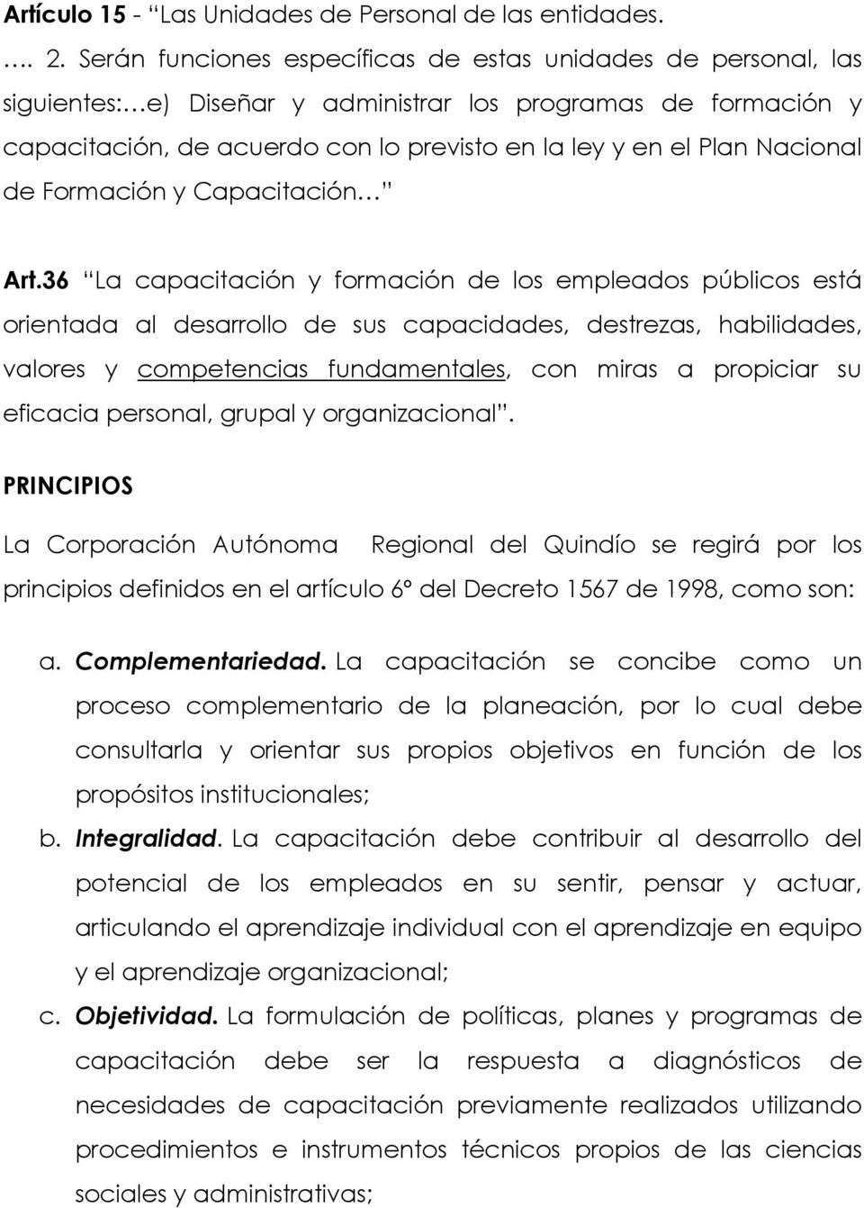 Nacional de Formación y Capacitación Art.