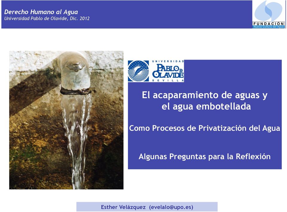 Procesos de Privatización del Agua Algunas Preguntas para la