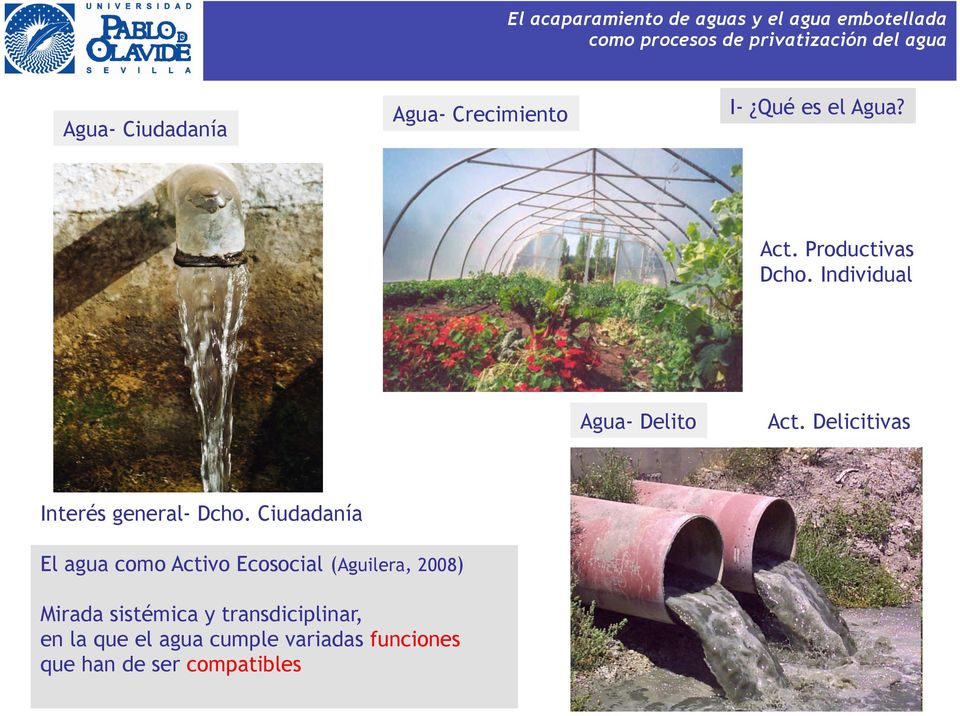 Ciudadanía El agua como Activo Ecosocial (Aguilera, 2008) Mirada sistémica y