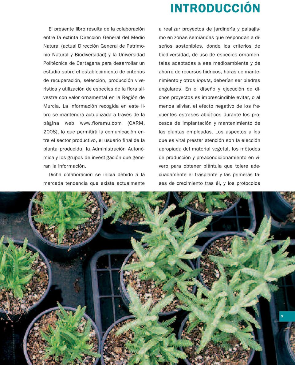 ornamental en la Región de Murcia. La información recogida en este libro se mantendrá actualizada a través de la página web www.floramu.