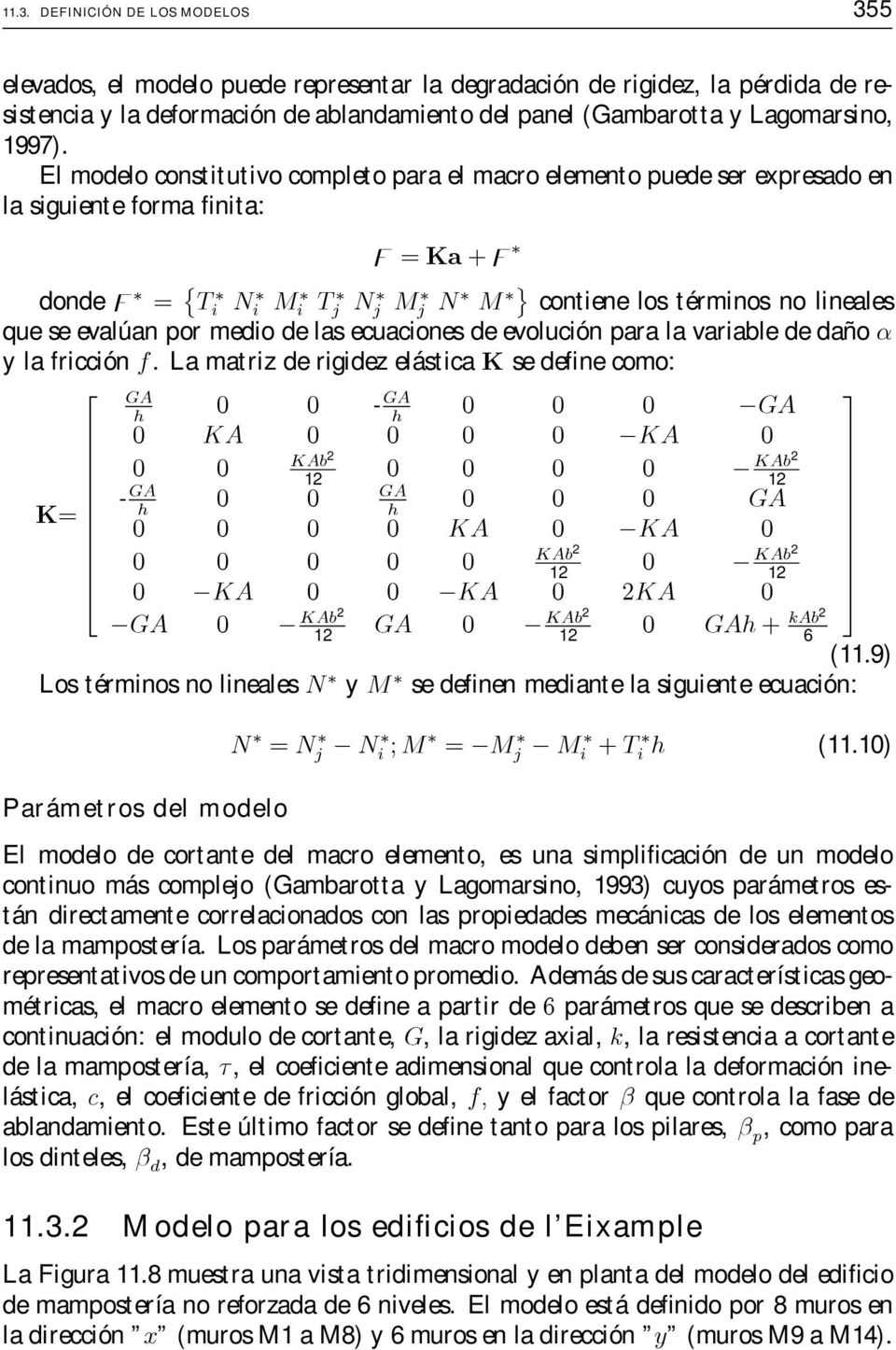 Ka +! donde! =! Ti Ni Mi Tj Nj Mj N M " contiene los términos no lineales que se evalúan por medio de las ecuaciones de evolución para la variable de daño α ylafricciónf.