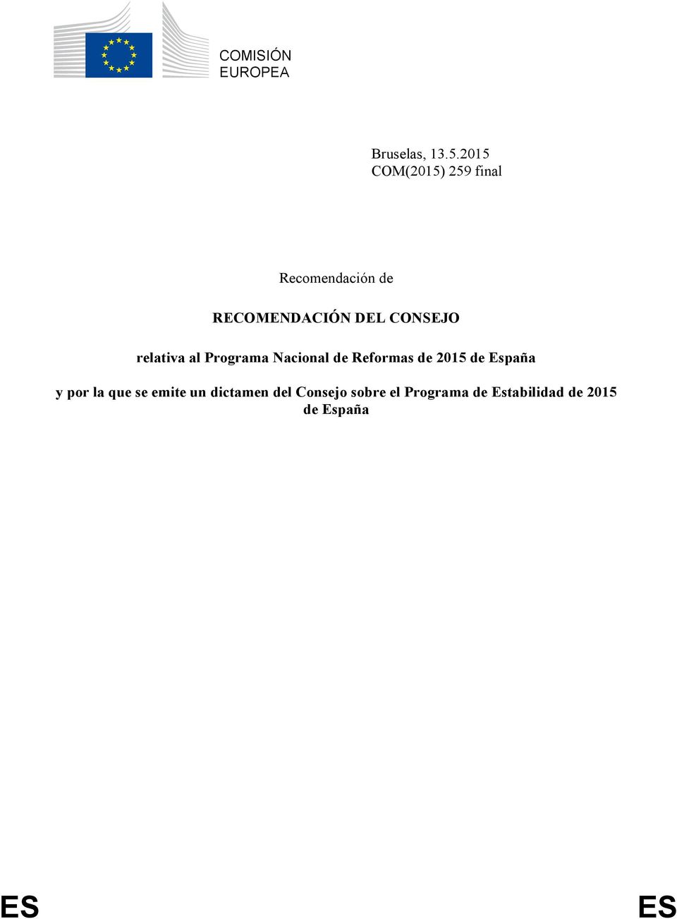 CONSEJO relativa al Programa Nacional de Reformas de 2015 de