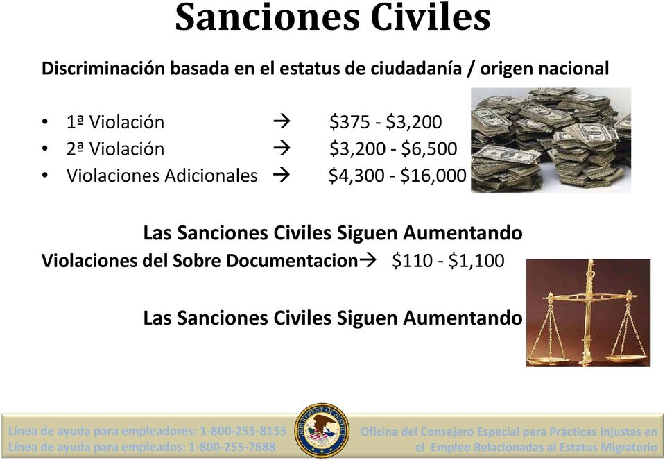 Violaciones Adicionales $4,300 $16,000 Las Sanciones Civiles Siguen
