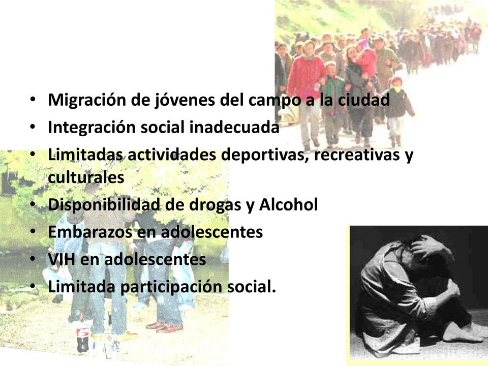 recreativas y culturales Disponibilidad de drogas y Alcohol