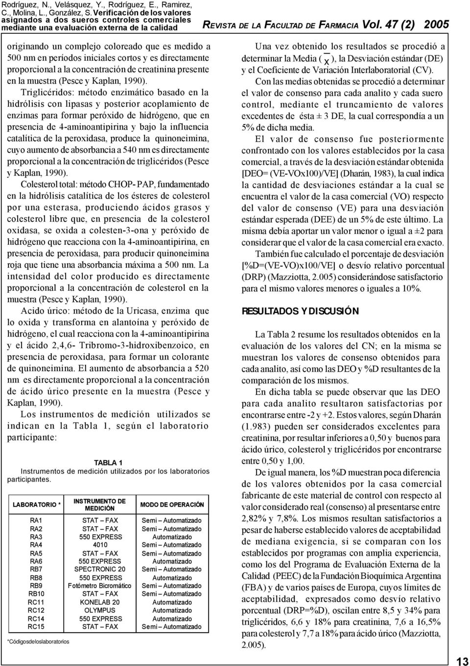 catalítica de la peroxidasa, produce la quinoneimina, cuyo aumento de absorbancia a 540 nm es directamente proporcional a la concentración de triglicéridos (Pesce y Kaplan, 1990).