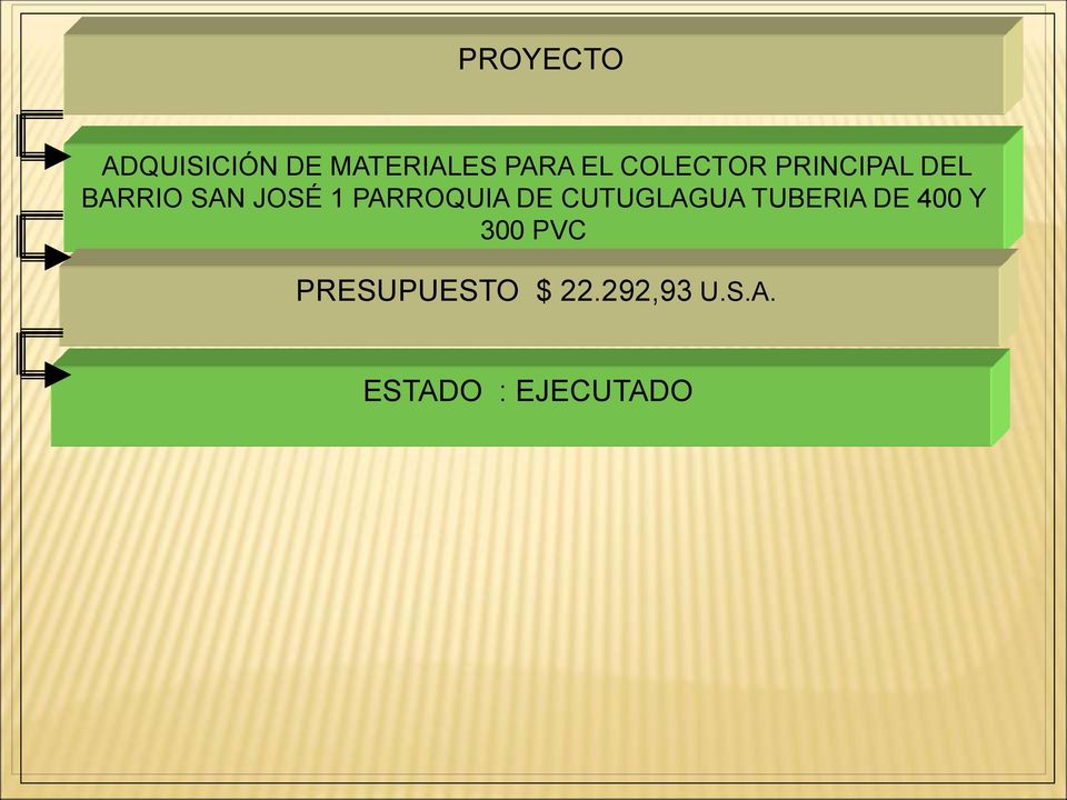 DE CUTUGLAGUA TUBERIA DE 400 Y 300 PVC