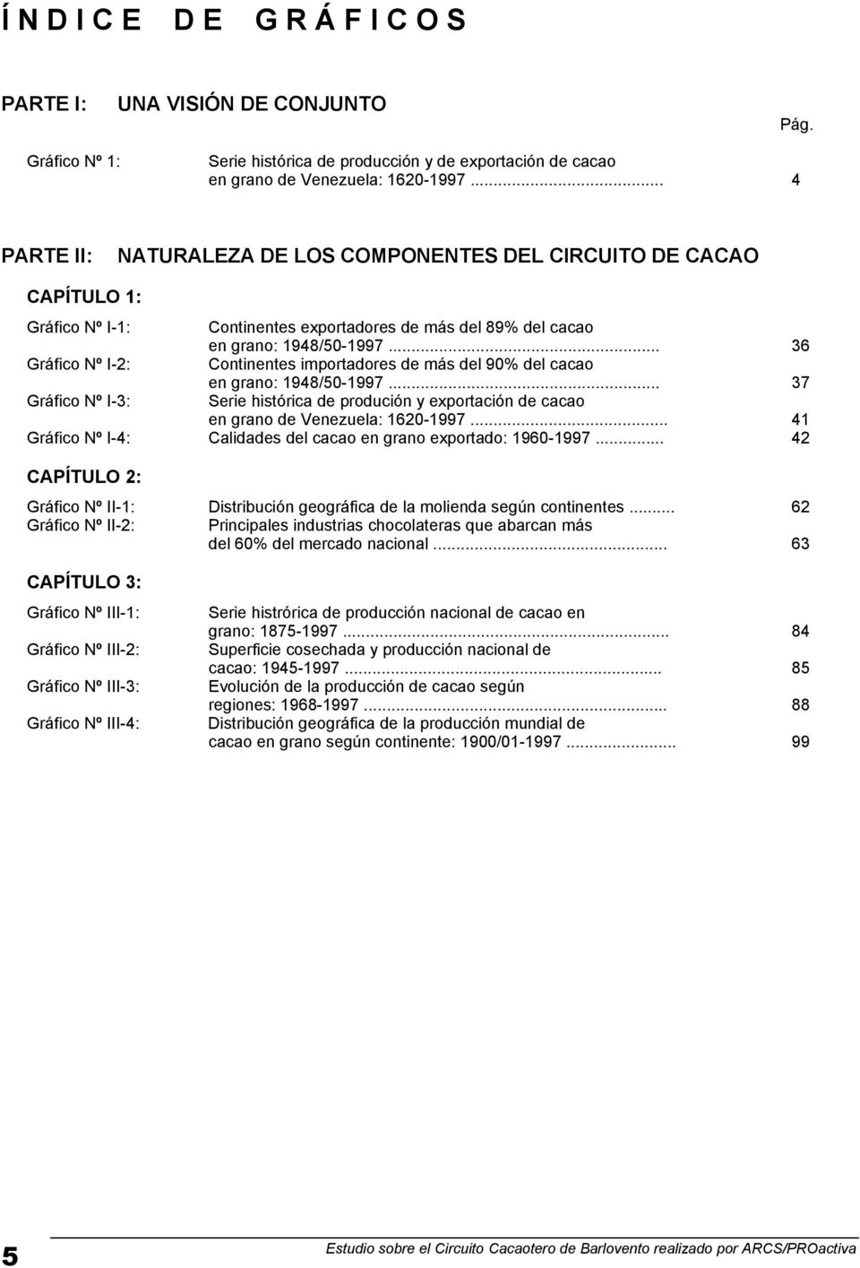 .. 36 Gráfico Nº I-2: Continentes importadores de más del 90% del cacao en grano: 948/50-997... 37 Gráfico Nº I-3: Serie histórica de produción y exportación de cacao en grano de Venezuela: 620-997.