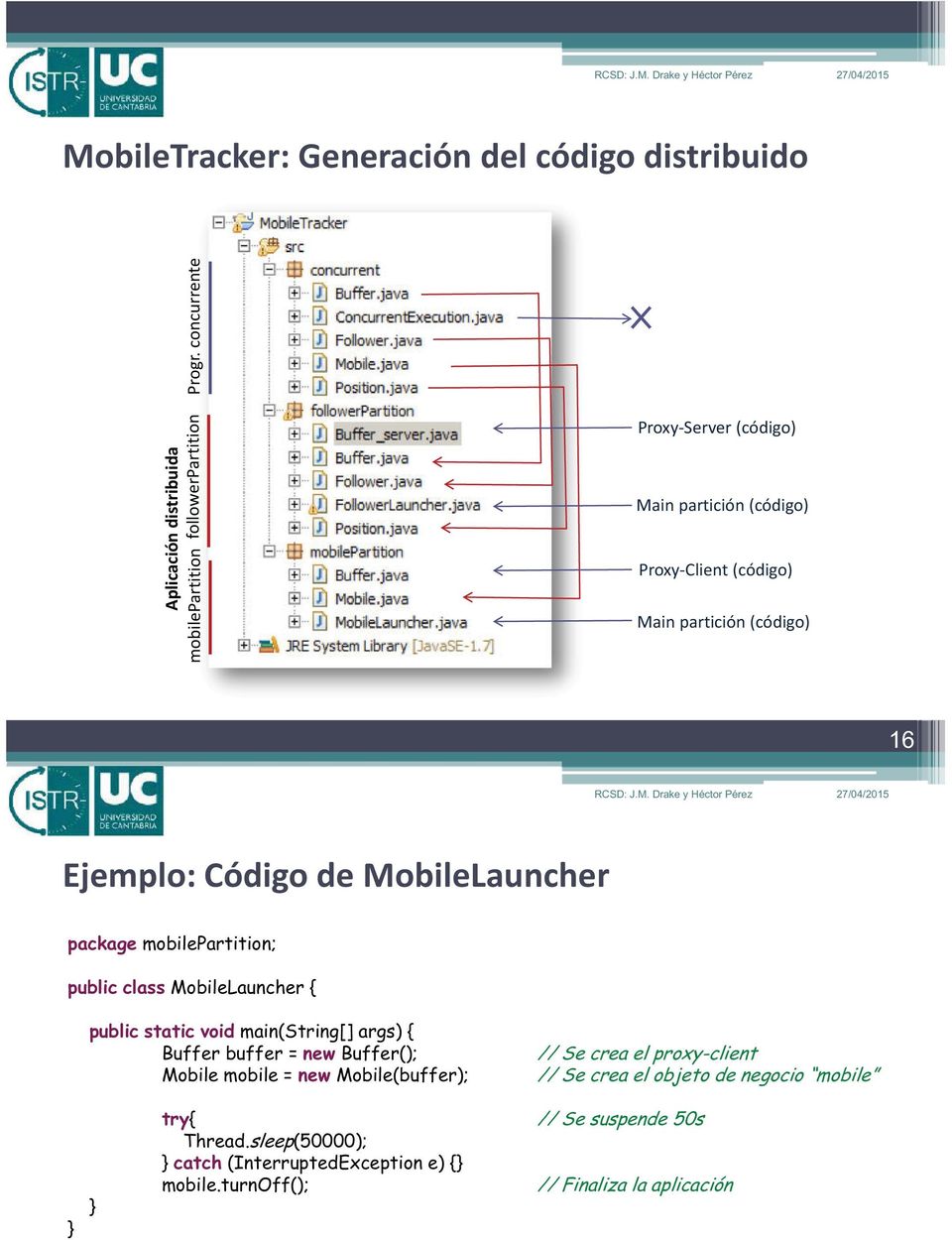 (código) 15 16 Ejemplo: Código de MobileLauncher package mobilepartition; public class MobileLauncher { public static void main(string[] args) { Buffer